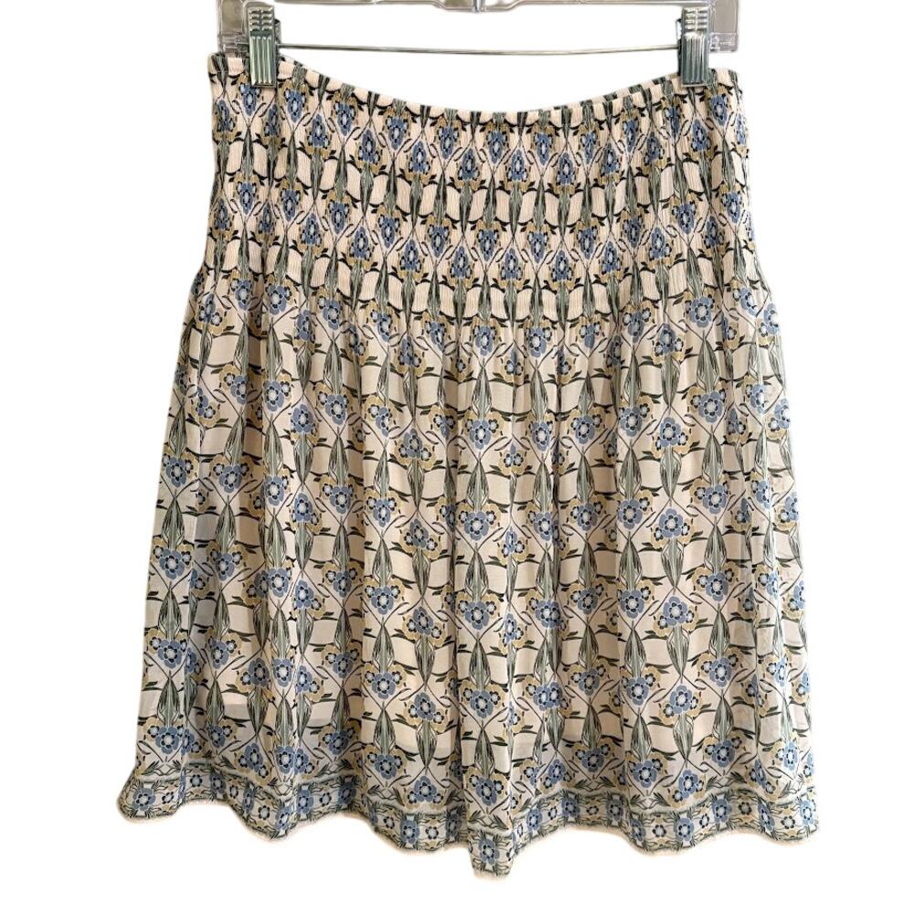 Max Studio Blue Floral Smocked‎ Swing Skirt Size Large